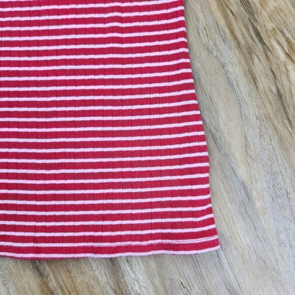💜Old Navy Red & White Striped Boatneck Elbow Sleeve Top Small - Picture 5 of 8